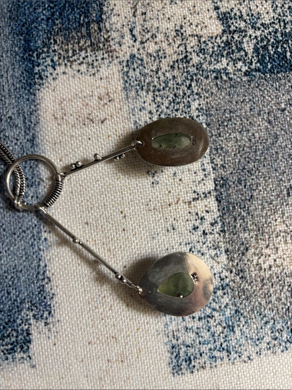 Double Drop Prehnite Light Green Gemstone Necklace - Picture 9 of 10